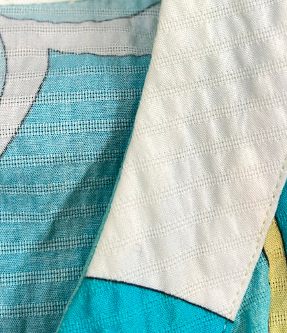 Emilio Pucci ノースリーブワンピース 幾何学模様  イエロー ブルー 9HWG15 レディース SIZE 38 (S) エミリオ・プッチ