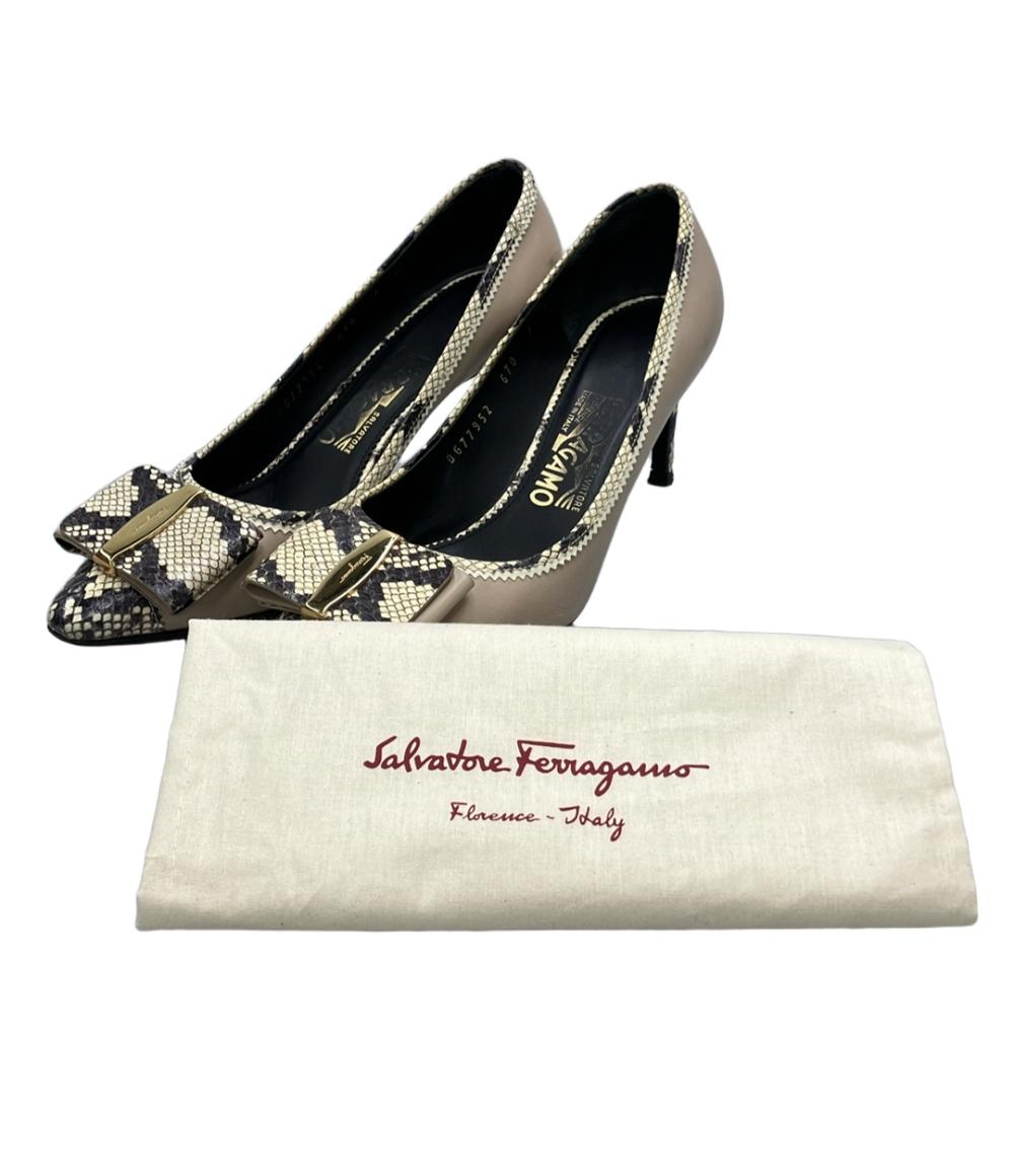 サルヴァトーレフェラガモ パイソン柄パンプス DG77952 670 レディース SIZE 7 (L) Salvatore Ferragamo