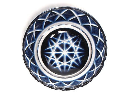 美品 島津薩摩切子 小皿 藍 8cm