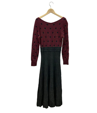 美品 ダイアグラム ドット柄切り替え長袖ロングワンピース レディース SIZE 36 (XS) Diagram