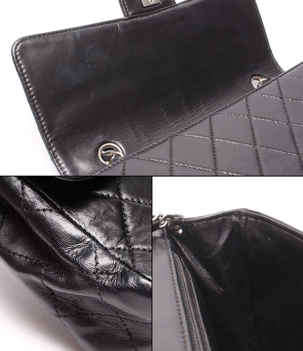 CHANEL チェーンショルダーバッグ 斜め掛け シルバー金具 シングルチェーン シングルフラップ マトラッセ ラムスキン ６番台 レディース シャネル