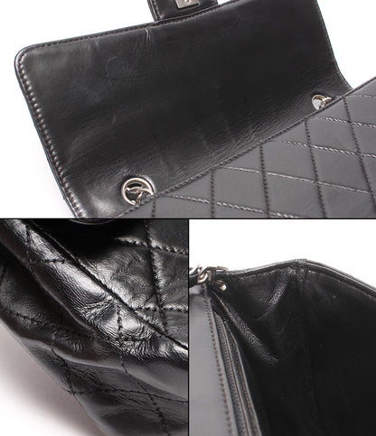 CHANEL チェーンショルダーバッグ 斜め掛け シルバー金具 シングルチェーン シングルフラップ マトラッセ ラムスキン ６番台 レディース シャネル