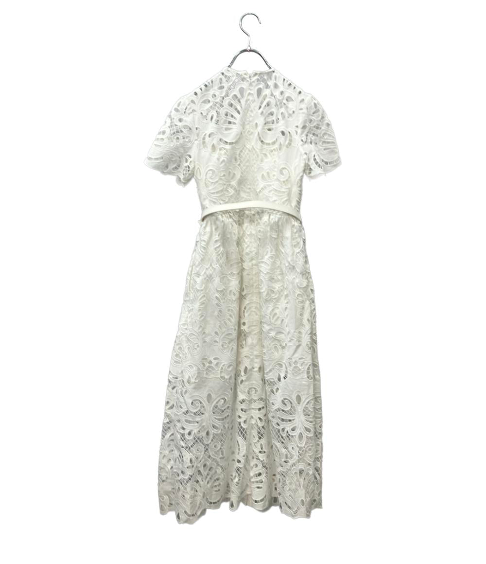 self-portrait 半袖ワンピース ベルト付き レース ホワイト レディース SIZE UK6 (S) セルフ ポートレイト