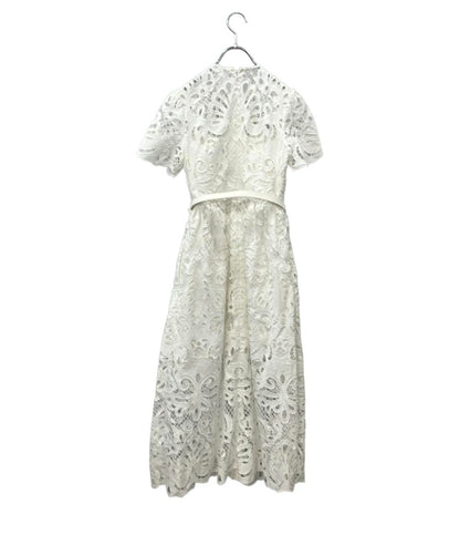 self-portrait 半袖ワンピース ベルト付き レース ホワイト レディース SIZE UK6 (S) セルフ ポートレイト