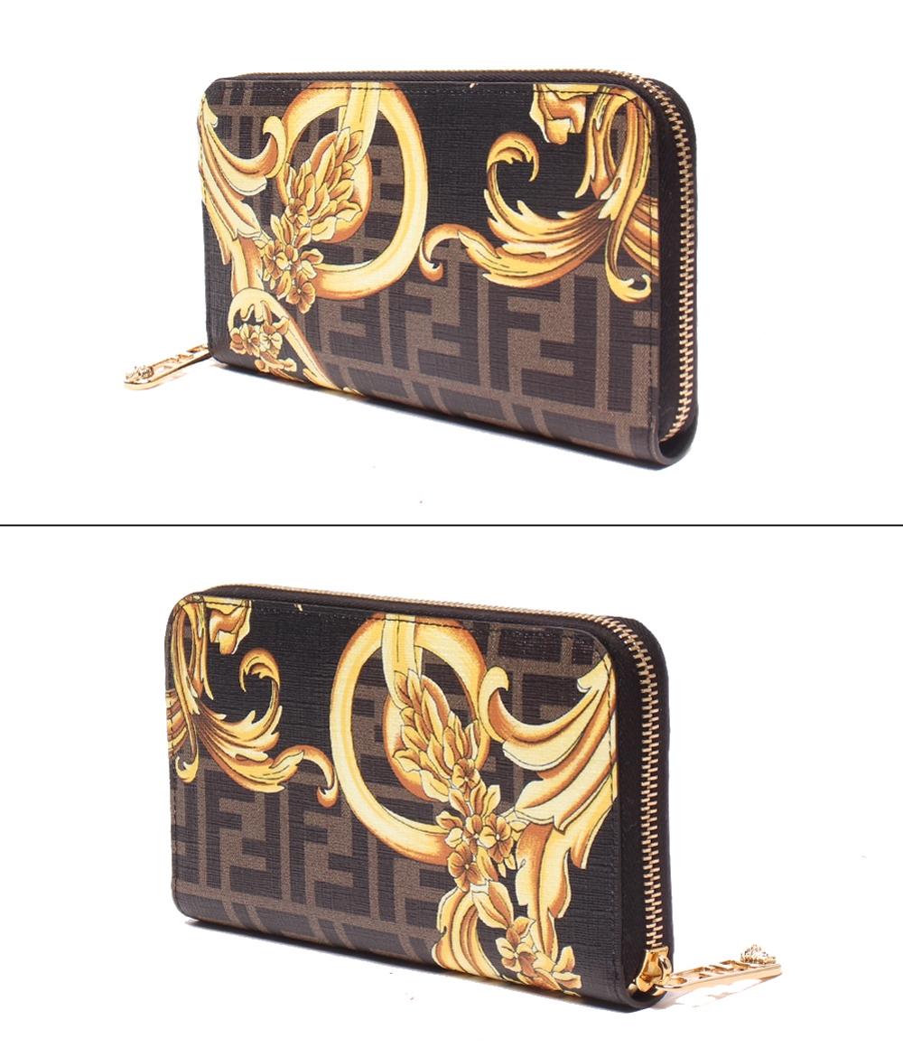 美品 FENDI ラウンドファスナー長財布×VERSACE フェンダーチェ 7M0210-AJJ3 レディース メンズ フェンディ