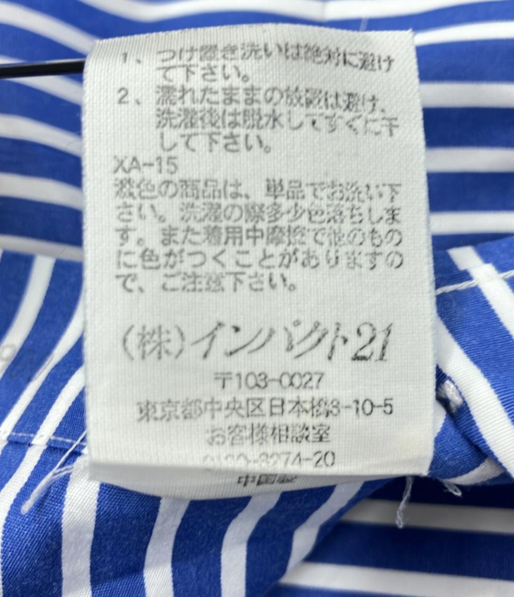 美品 ポロ・ラルフローレン ボーダー柄ワイドカラー長袖シャツ インパクト21 メンズ SIZE L POLO RALPH LAUREN