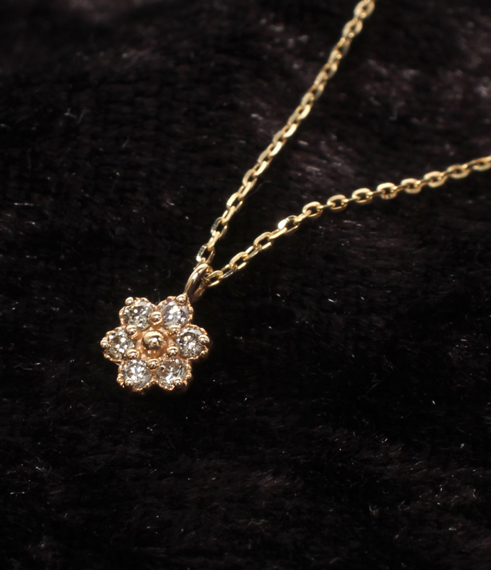 美品 NOJESS ネックレス K10 ダイヤ 0.066ct フラワーモチーフ 花モチーフ レディース ノジェス