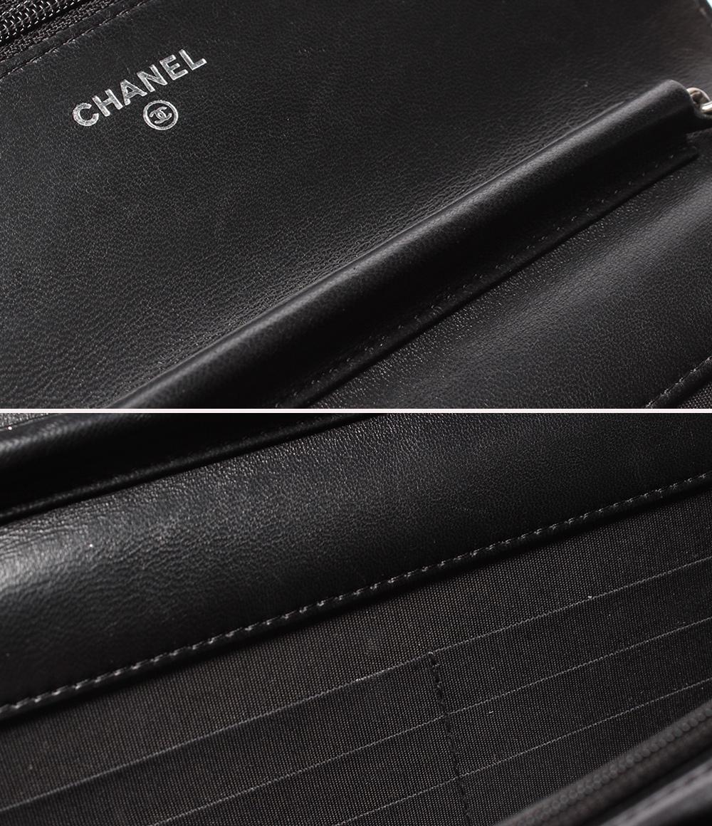 CHANEL チェーンショルダーウォレット 斜め掛け シルバー金具 ラムスキン マトラッセ レディース シャネル