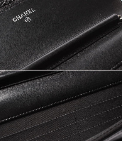 CHANEL チェーンショルダーウォレット 斜め掛け シルバー金具 ラムスキン マトラッセ レディース シャネル