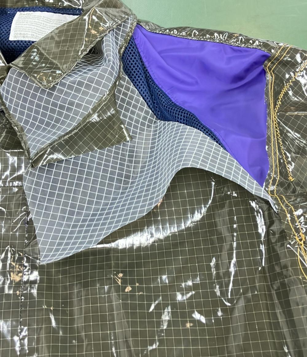 美品 カラー チェック柄裏メッシュナイロンギミックロングコート レディース SIZE 2 (M) kolor