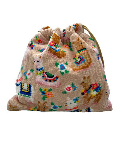 美品 FEILER 巾着ポーチ アルパカ柄 ラブラリー レディース フェイラー