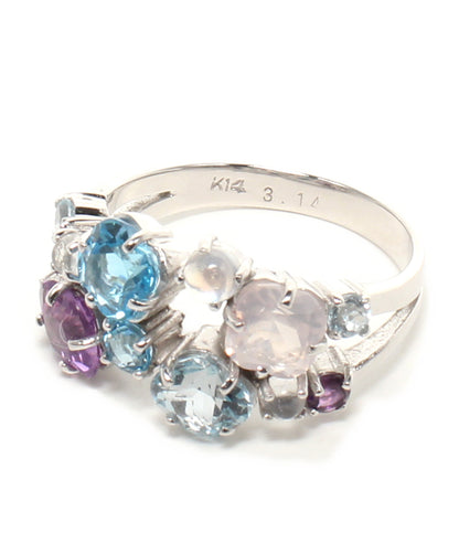 美品 リング 指輪 K14 ブルートパーズ アメジスト 3.14ct レディース SIZE 11号