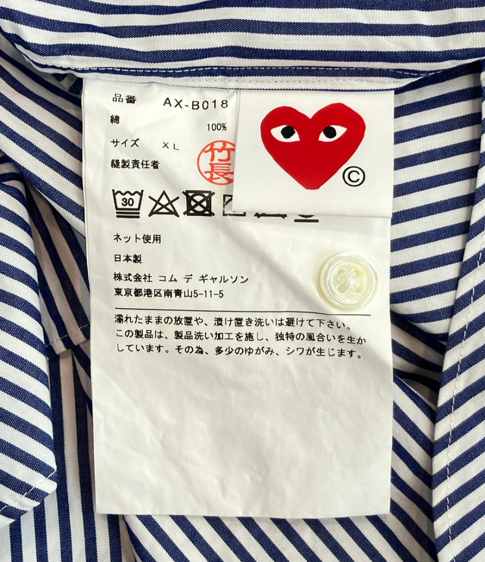 美品 PLAY COMME des GARCONS ストライプ 長袖シャツ メンズ SIZE XL プレイコムデギャルソン