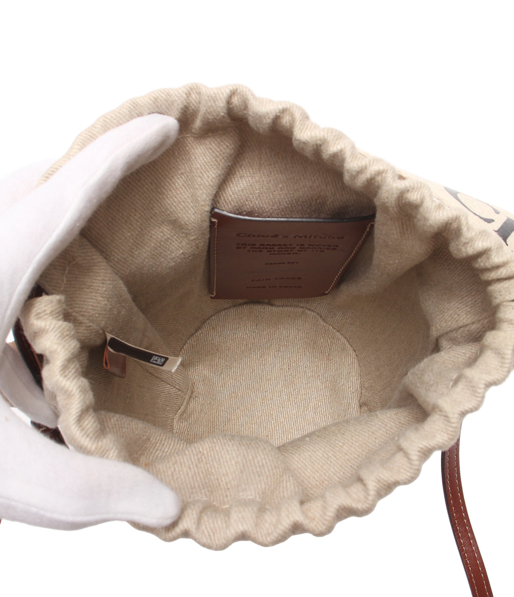 美品 Chloe Mifuko ショルダーバッグ 肩掛け かごバッグ ウッディスモールバスケット 02-23-68-65 レディース クロエ ミフコ
