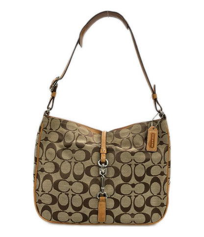 コーチ ワンショルダーバッグ 肩掛け クリップホーボー レザー キャンバス ヌメ革 シグネチャー 6091 レディース COACH