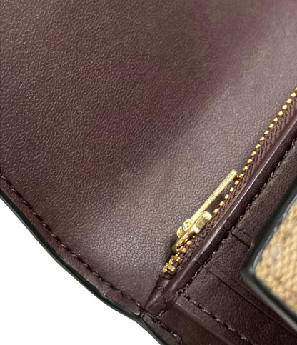 美品 COACH 三つ折り財布 シグネチャー レディース コーチ