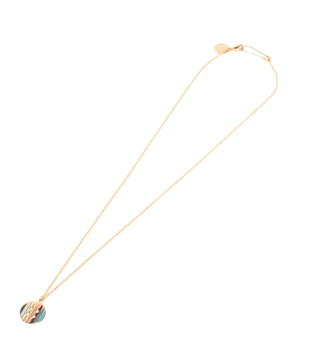 【美品】 Paul Smith ボタン ネックレス マルチストライプ ゴールド Paul Smith ネックレス ストライプ ボタンモチーフ ユニセックス