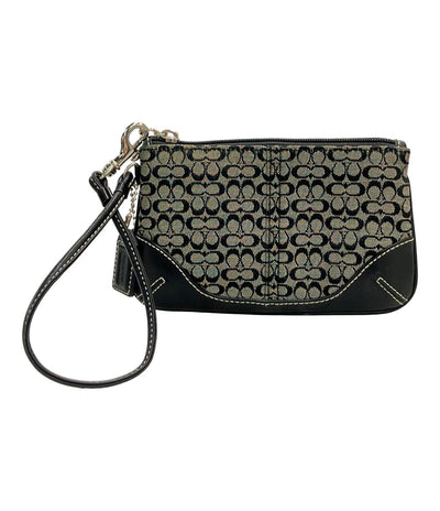 コーチ ポーチ アクセサリーポーチ ストラップ付き キャンバス レザー ミニシグネチャー レディース COACH