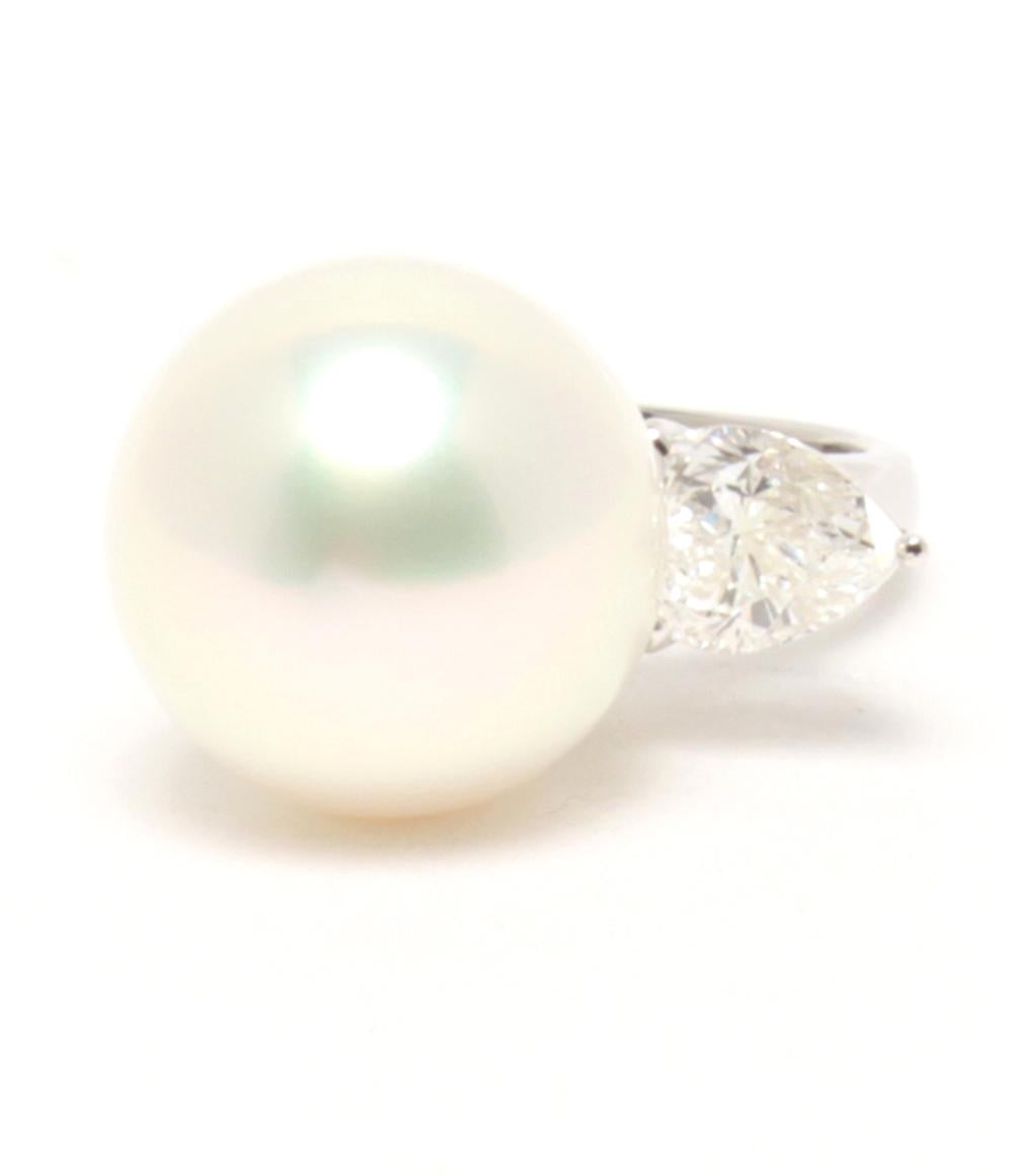 美品 リング 指輪 PT900 南洋パール 13.7mm ダイヤ 1.01ct レディース SIZE 13号