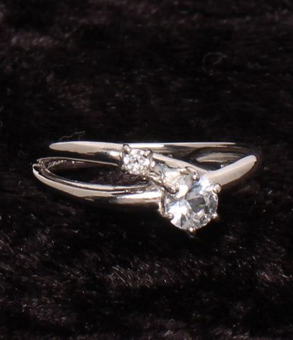 美品 Scarabe リング 指輪 Pt950 ホワイトサファイア ダイヤ 0.03ct レディース SIZE 9号 スカラベ