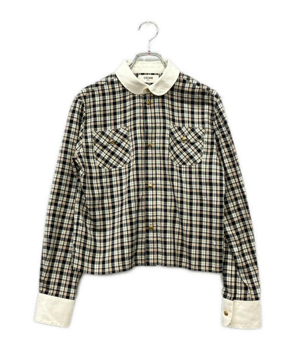 CELINE 長袖 チェック柄クロップドシャツ 2C02C792X レディース SIZE 34 (XS) セリーヌ