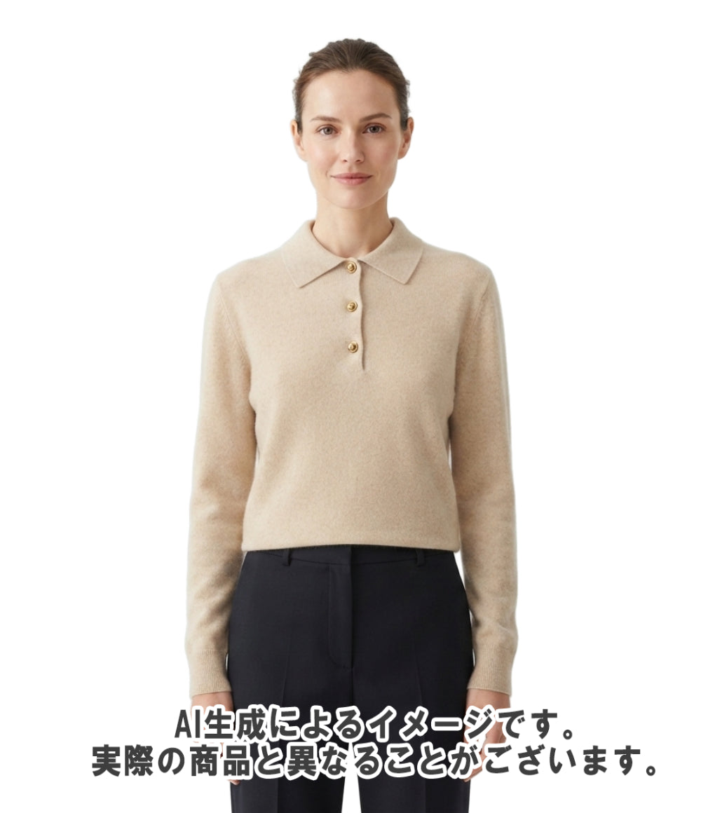 Loropiana クラシック・ポロ ベビーカシミヤ 長袖ニット FAO5738 レディース SIZE S ロロ・ピアーナ