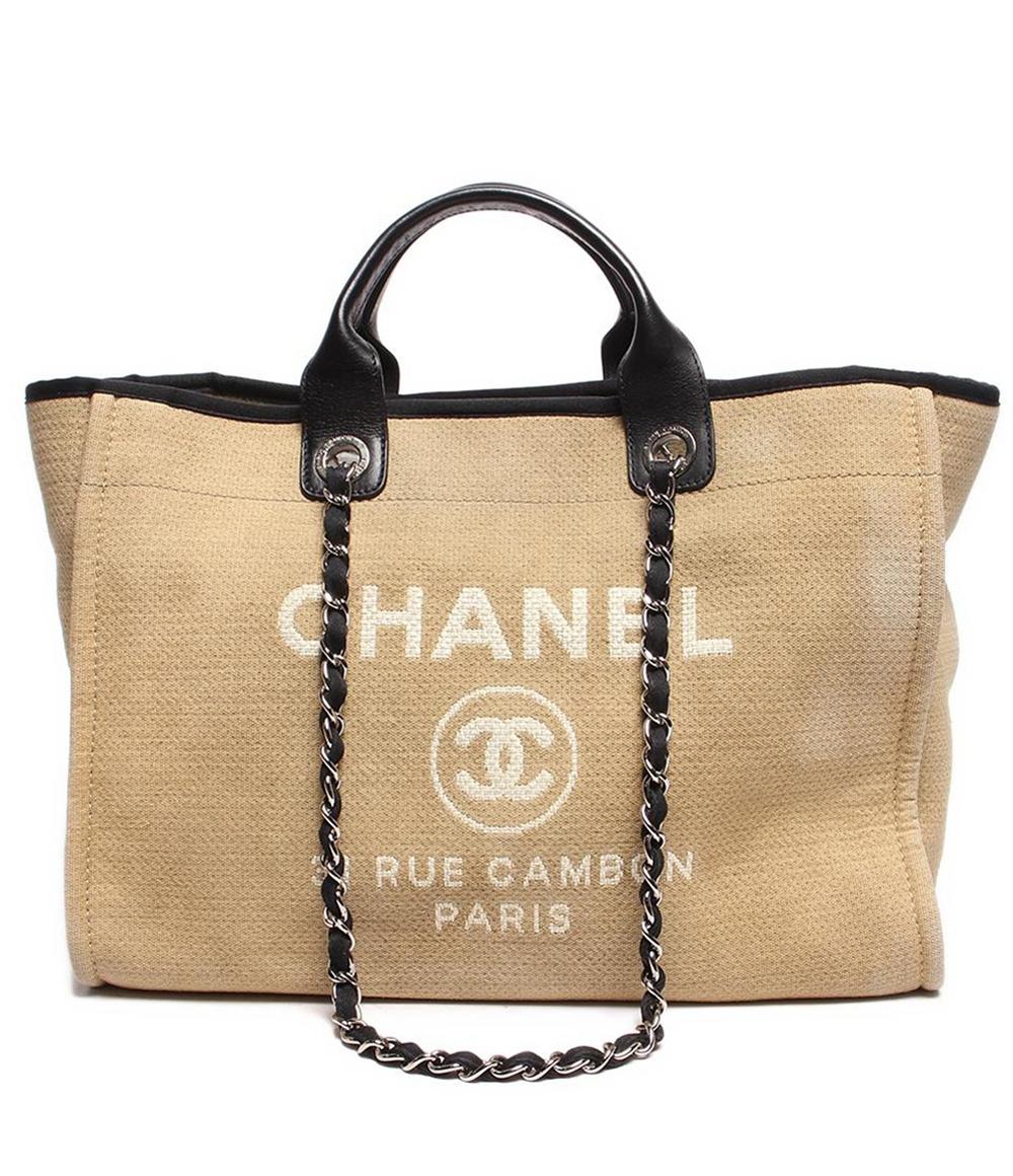 シャネル トートバッグ ショルダーバッグ シルバー金具 ドーヴィルトート キャンバス   レザー レディース CHANEL
