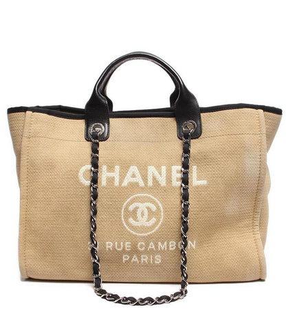 シャネル トートバッグ ショルダーバッグ シルバー金具 ドーヴィルトート キャンバス   レザー レディース CHANEL