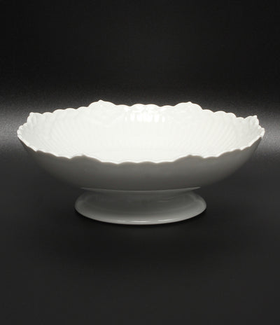 美品 Royal Copenhagen ケーキディッシュ 皿 足つき 17cm ホワイトフルーテッド ハーフレース ロイヤルコペンハーゲン