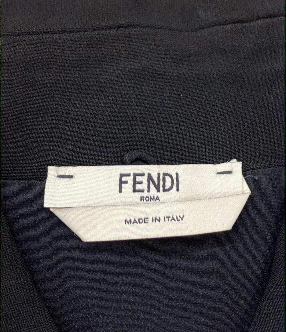 FENDI 半袖ワンピース ダブルブレスト バイカラー ミニ FDA886 AC5M レディース SIZE 44 (L) フェンディ