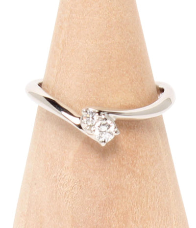 美品 ヨンドシー リング 指輪 Pt950 ダイヤ 2P レディース SIZE 8号 4℃