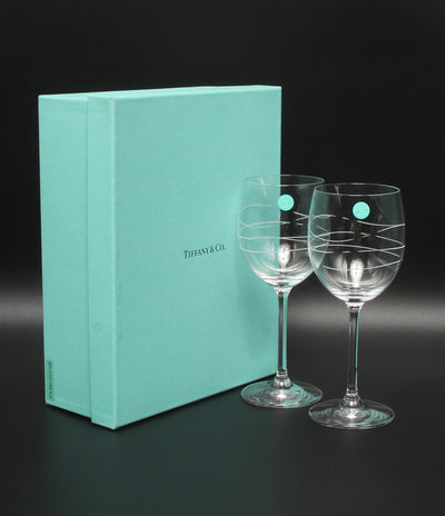 美品 Tiffany & Co. ワイングラス 2点セット ペア カデンツ ティファニー