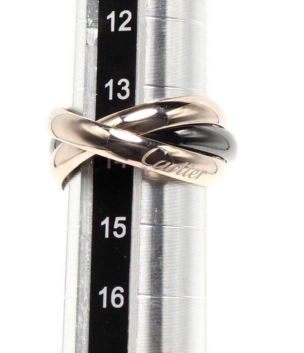 美品 Cartier リング 指輪 K18 トリニティ ブラックセラミック レディース SIZE 14号 カルティエ