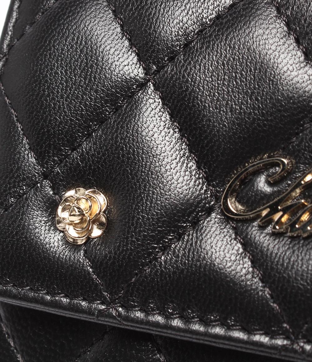 美品 CHANEL コンパクトウォレット コインケース カードケース カメリア 27番台 ゴールド金具 レディース シャネル