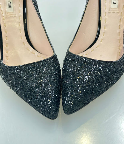 Miu Miu ポインテッドトゥパンプス グリッター パテントレザー レディース SIZE 37 1/2 (24.5cm) ミュウ ミュウ