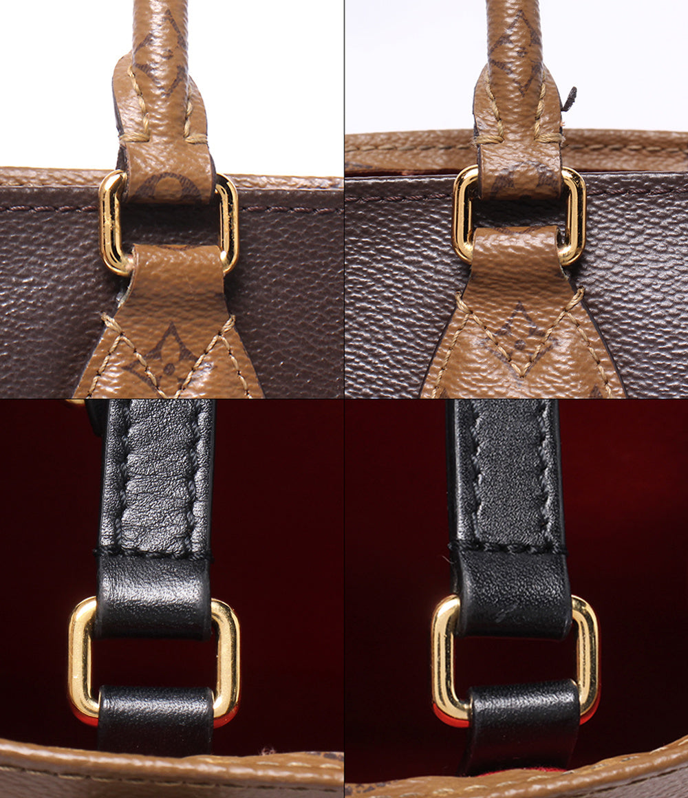 LOUIS VUITTON 2WAY トートバッグ ショルダーバッグ 肩掛け オンザゴー MM モノグラム リバース ジャイアント モノグラム キャンバス M45321