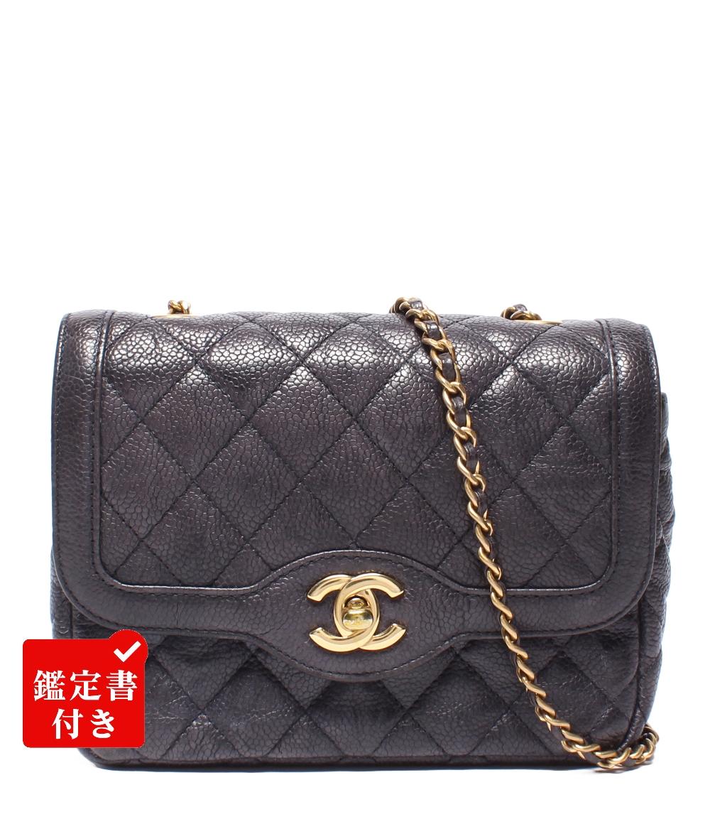 CHANEL チェーンショルダーバッグ シングルチェーン シングルフラップ ミニマトラッセ キャビアスキン 21番台 レディース シャネル