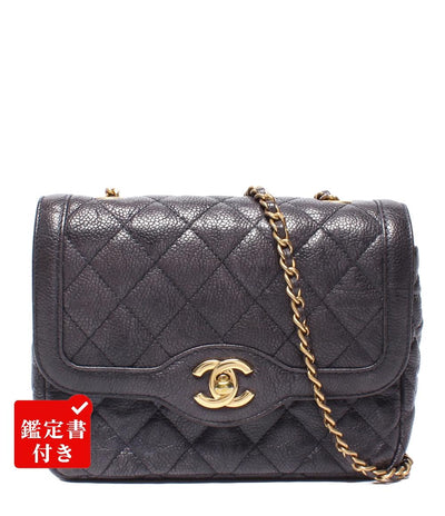 CHANEL チェーンショルダーバッグ シングルチェーン シングルフラップ ミニマトラッセ キャビアスキン 21番台 レディース シャネル