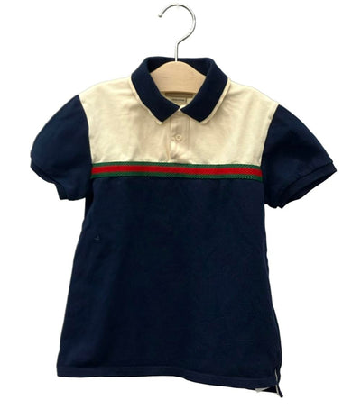 GUCCI 半袖ポロシャツ 130 総柄 ウェブ ストライプ キッズ SIZE 8 (130) グッチ