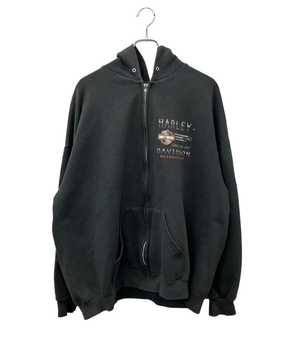 訳あり HARLEY DAVIDSON パーカー 長袖 スウェット フルジップ  ロゴ  バックプリント 00SS USA製 メンズ SIZE 3XL ハーレーダビッドソン