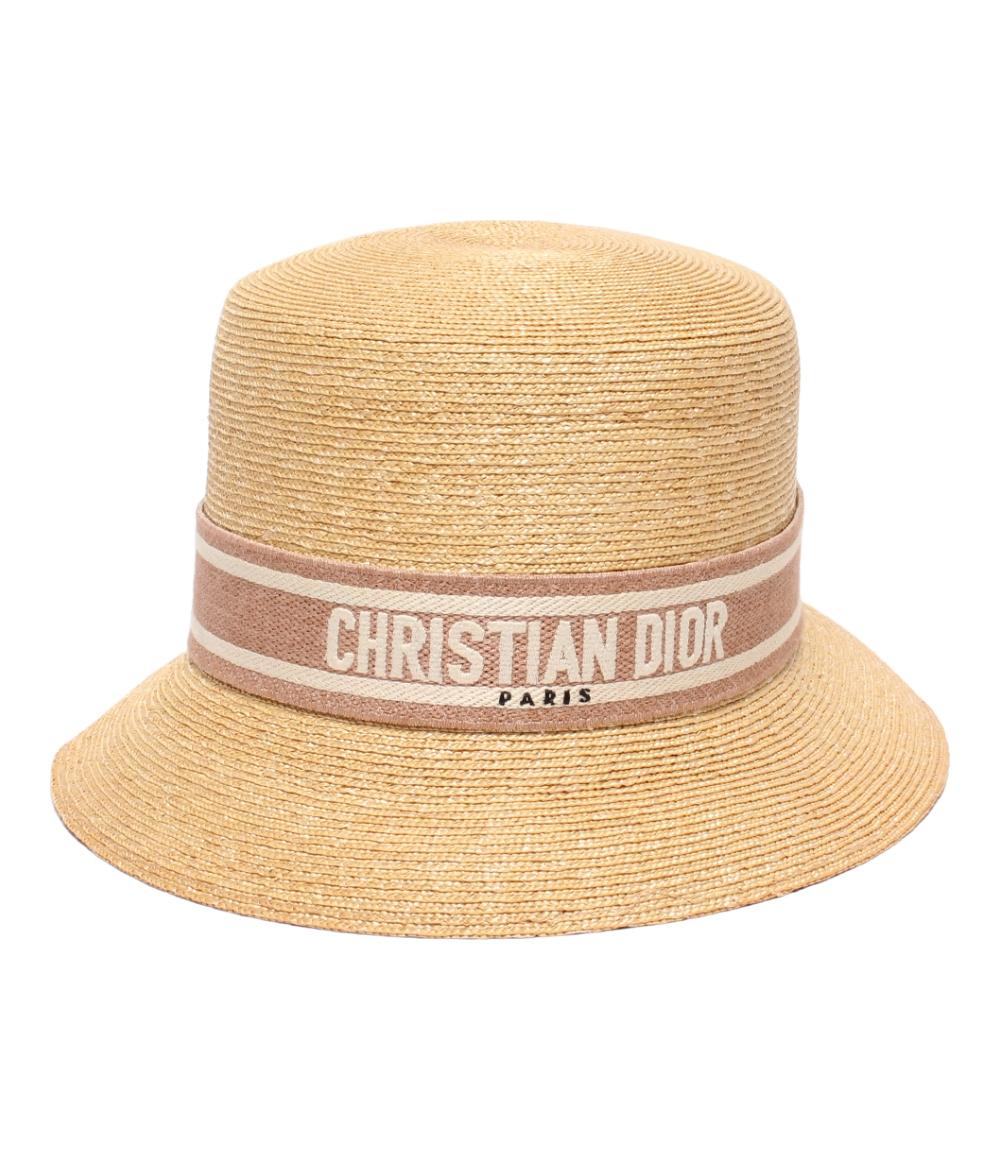 美品 クリスチャンディオール 麦わら帽子 ストローハット レディース SIZE 58 Christian Dior