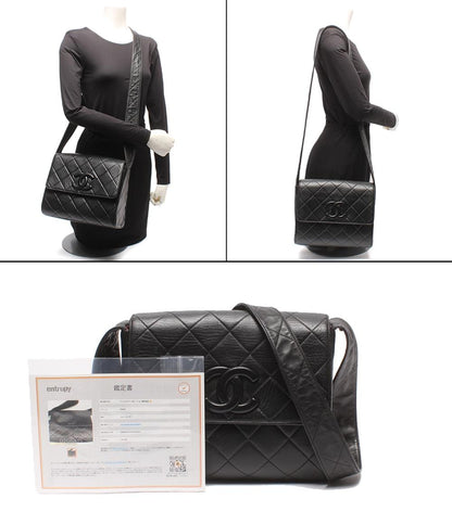 CHANEL ショルダーバッグ 斜め掛け 肩掛け 3番台 マトラッセ ラムスキン マトラッセ シングルフラップ ゴールド金具 レディース シャネル
