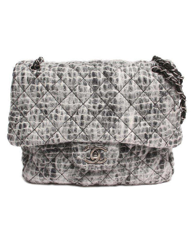 シャネル ショルダーバッグ フラップバッグ ココマーク シルバー金具 ウール モヘア マトラッセ レディース CHANEL