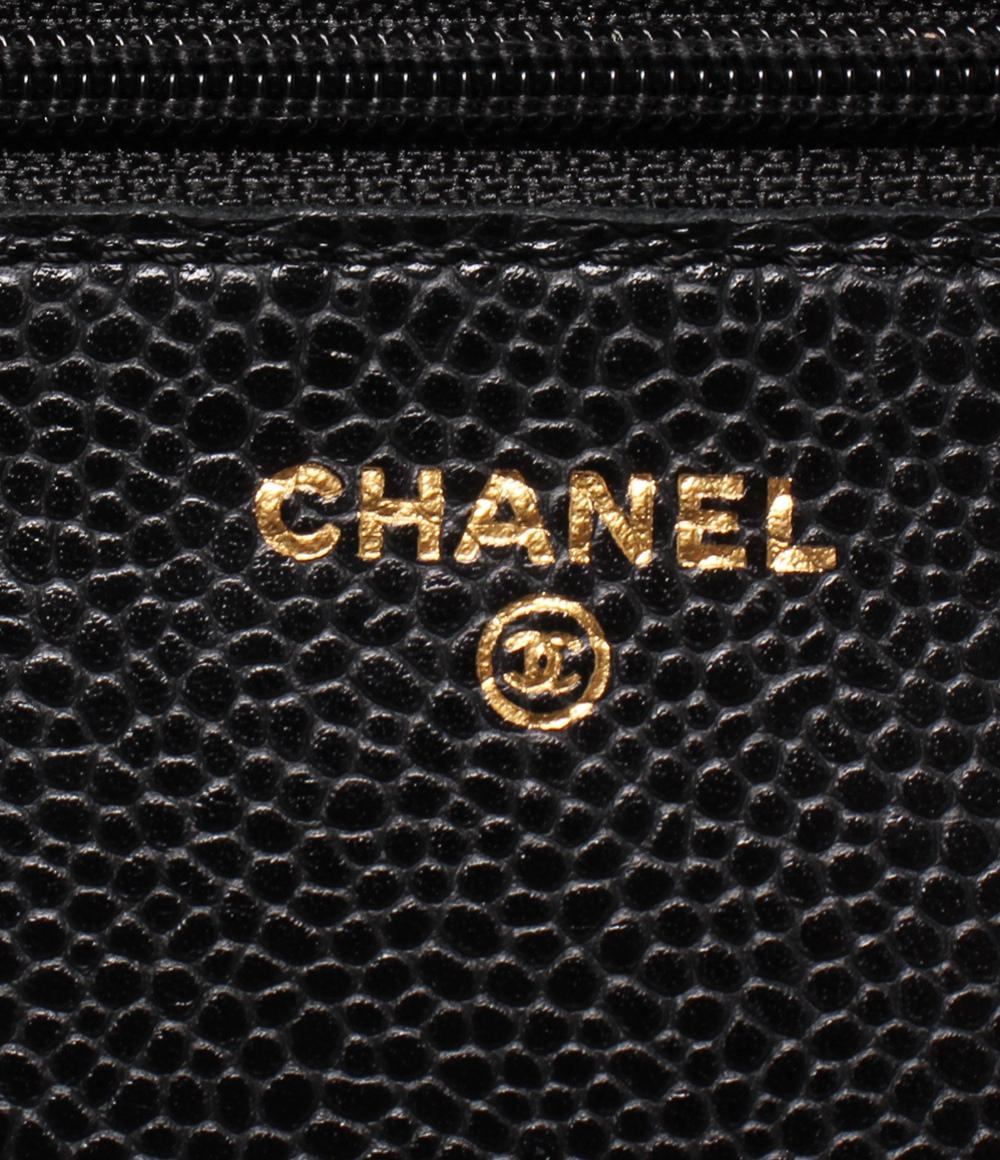 CHANEL チェーンウォレット チェーンショルダーバッグ ゴールド金具 キャビアスキン マトラッセ レディース シャネル