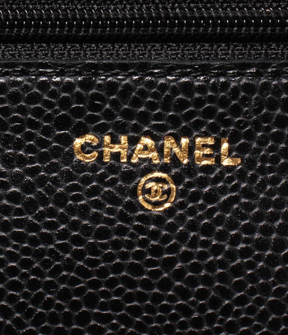 CHANEL チェーンウォレット チェーンショルダーバッグ ゴールド金具 キャビアスキン マトラッセ レディース シャネル