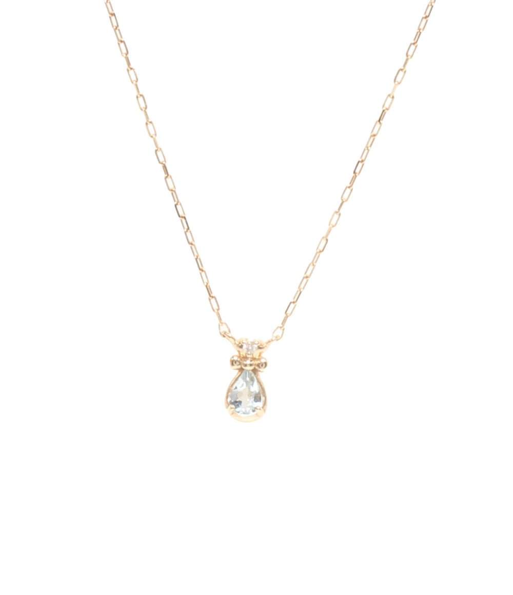 美品 4℃ ネックレス K10 アクアマリン ダイヤ レディース ヨンドシー