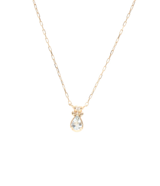 美品 4℃ ネックレス K10 アクアマリン ダイヤ レディース ヨンドシー