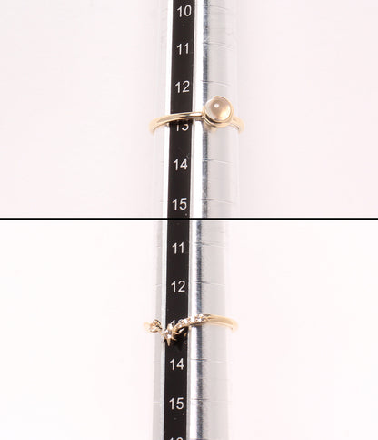 美品 STAR JEWELRY リング 指輪 K10 ムーンストーン ムーンモチーフ ホワイトトパーズ スターモチーフ 2点セット レディース SIZE 13号