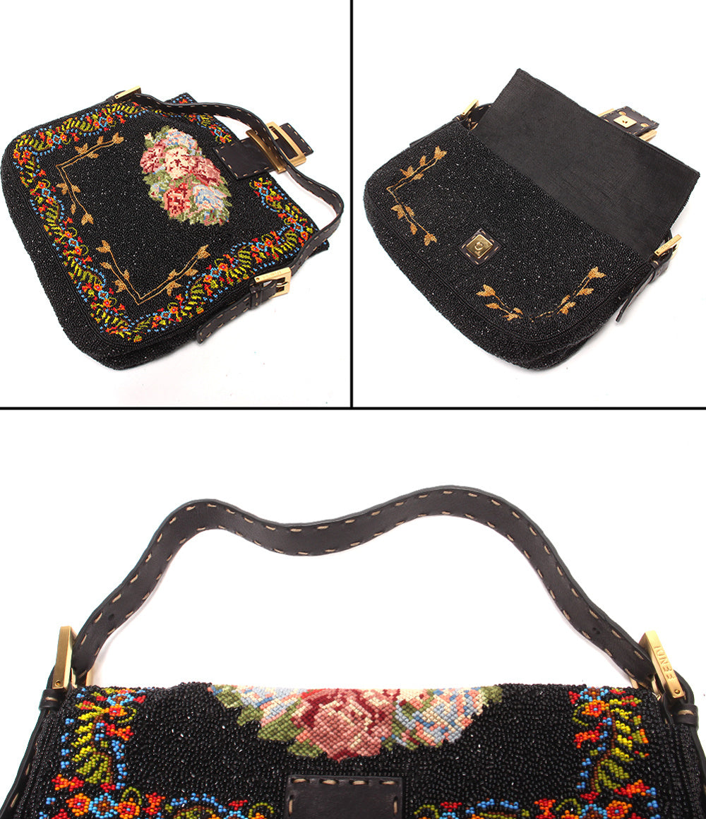 FENDI ハンドバッグ ショルダーバッグ 肩掛け フラワー刺繍 総ビーズ マンマバケット レディース フェンディ