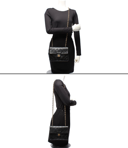 CHANEL チェーンショルダーバッグ ゴールド金具 マトラッセ20 1番台 シングルチェーン シングルフラップ レディース シャネル
